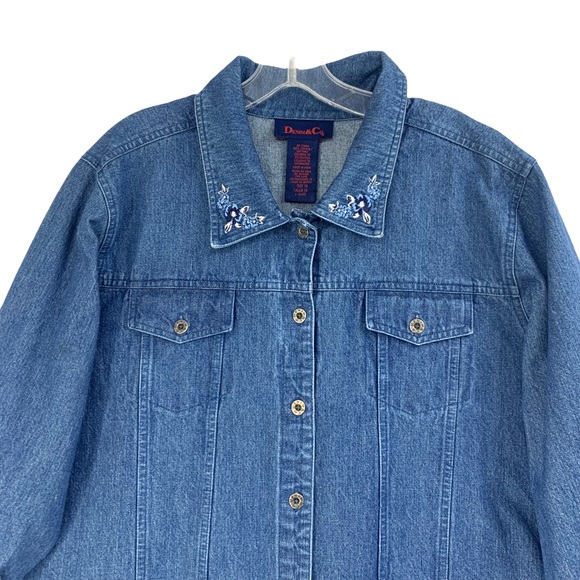 Hand Painted Blue Denim Jeans Jacket with Sugar Skull and Floral Motif - Picture 7 of 15